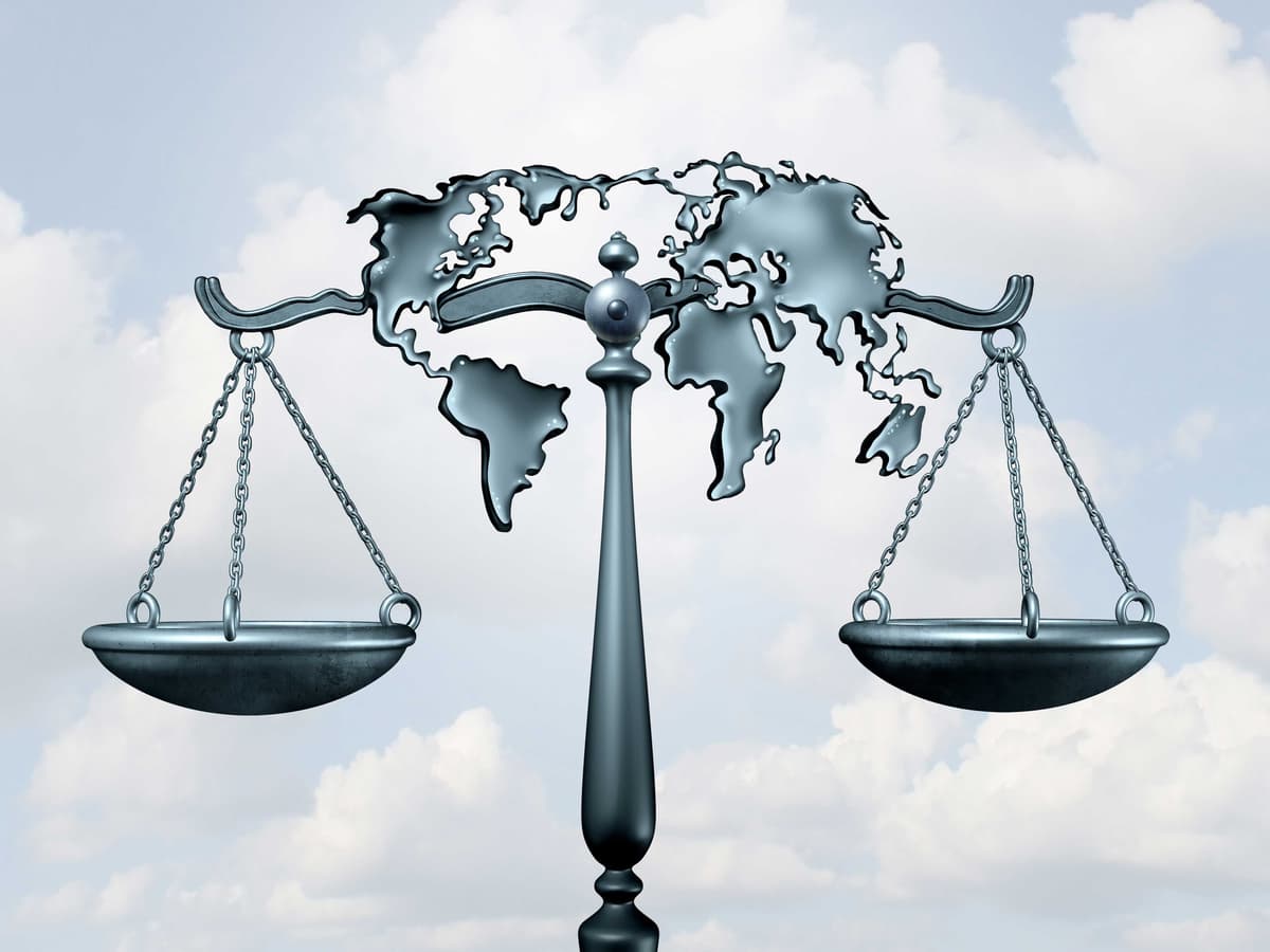 Courtroom gavel and globe